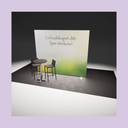 Pakkestand: Lyskasse med barbord og to barstoler