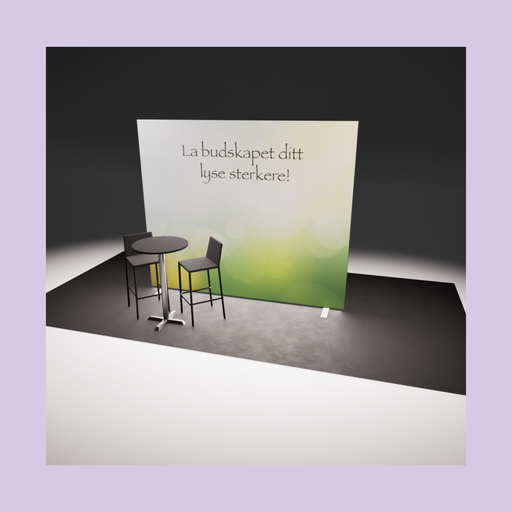 [2122] Pakkestand: Lyskasse med barbord og to barstoler